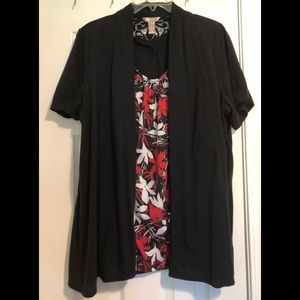 Women’s top with lace insert   Black/red